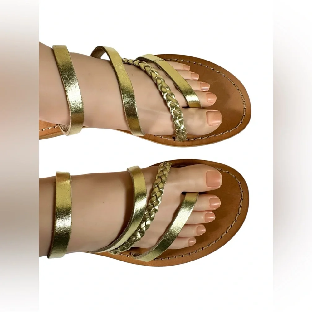 Cocobelle Gold Strappy Leather Sandals